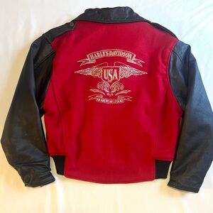 VTG Harley-Davidson Varsity Jacket Sz M Women Leather Biker Americana Moto Y2K